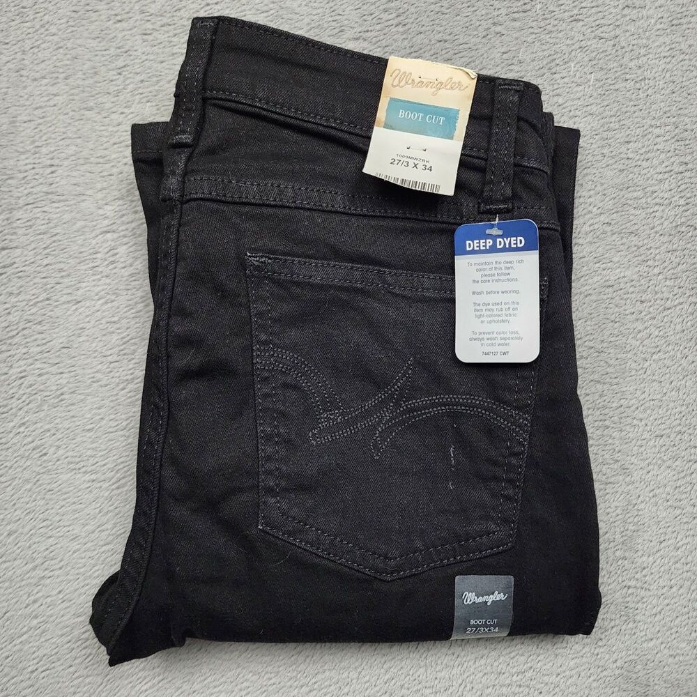 Wrangler Womens 3X34 Cowboy Cut Jeans Black Boot Cut Farm Ranch Rodeo NWT Denim
